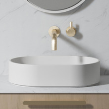 Lune 450mm Matte White Oval Solid Surface Above Counter Basin